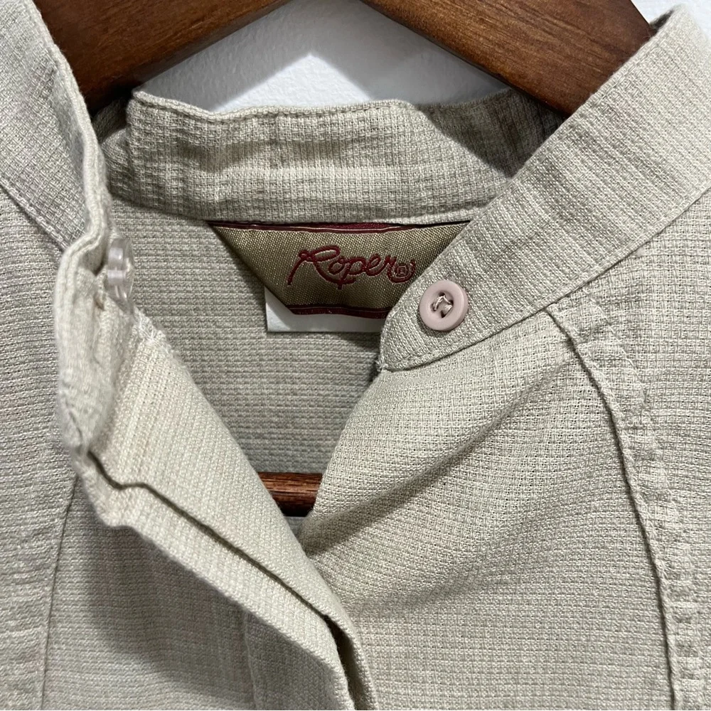 Roper Southwest Embroidered Button-Down Long Sleeve Tan Western | women’s S - Picture 6 of 11